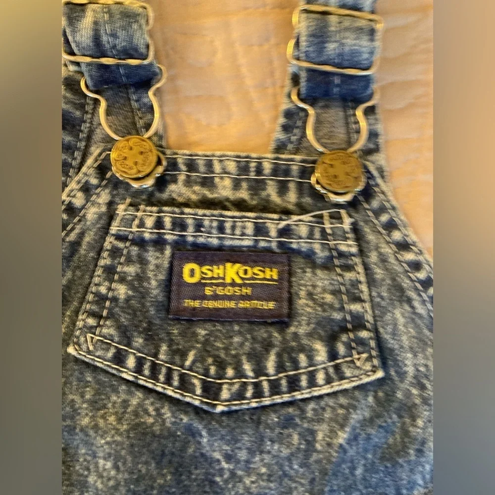 Vintage Oshkosh B'Gosh Kids Denim Overalls Acid Wash 6-9 Months 80s 90s USA